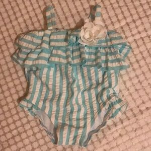 Seersucker and Ruffles One piece Swim